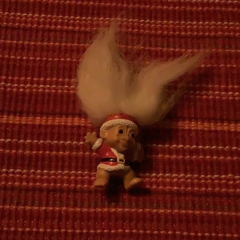 Vintage Russ Mini Santa Troll Doll Pencil Topper 1.5 Inch Collectible Toy